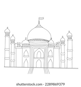 Cute cartoon taj mahalcoloring page kids stockvektor royaltyfri