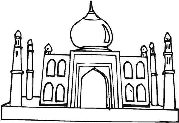 Depiction of taj mahal coloring page