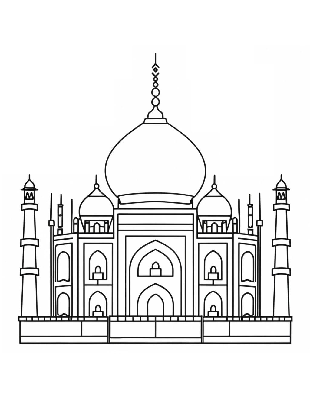 Taj mahal free printable coloring page