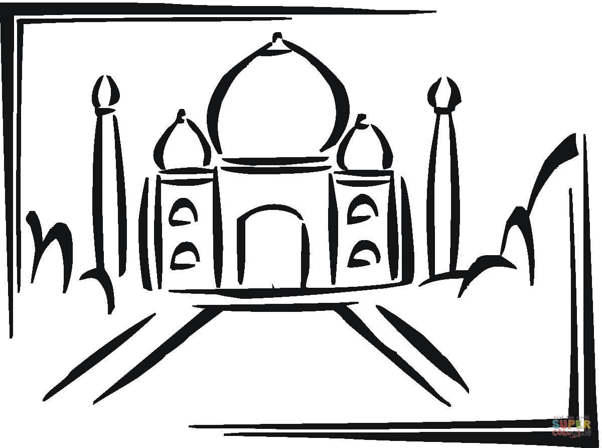 Taj mahal in india coloring page free printable coloring pages