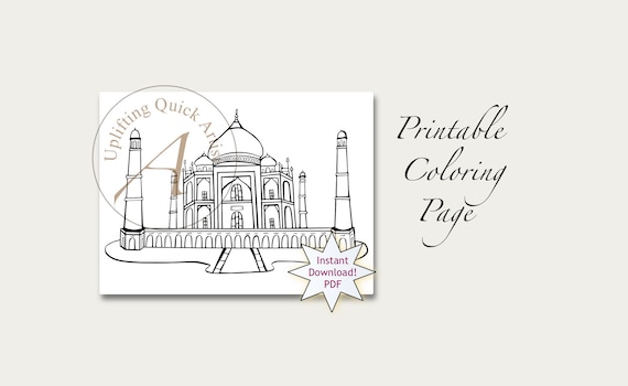 Taj mahal printable kids color page indian taj mahal coloring india printout travel coloring book