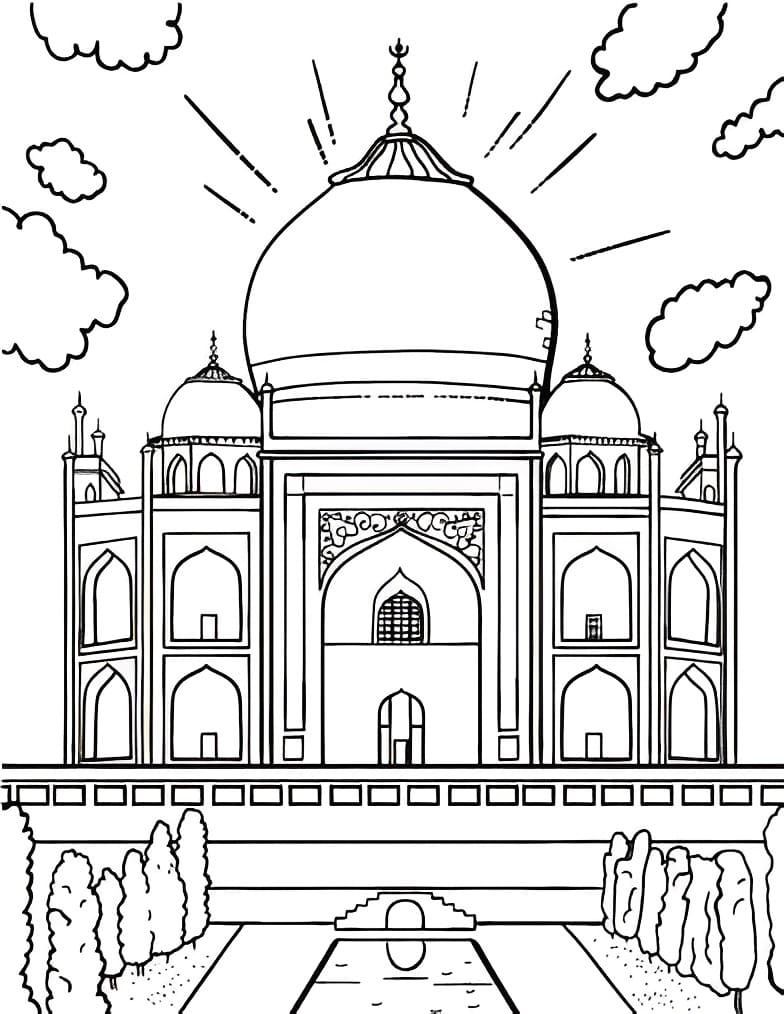 Taj mahal image coloring page