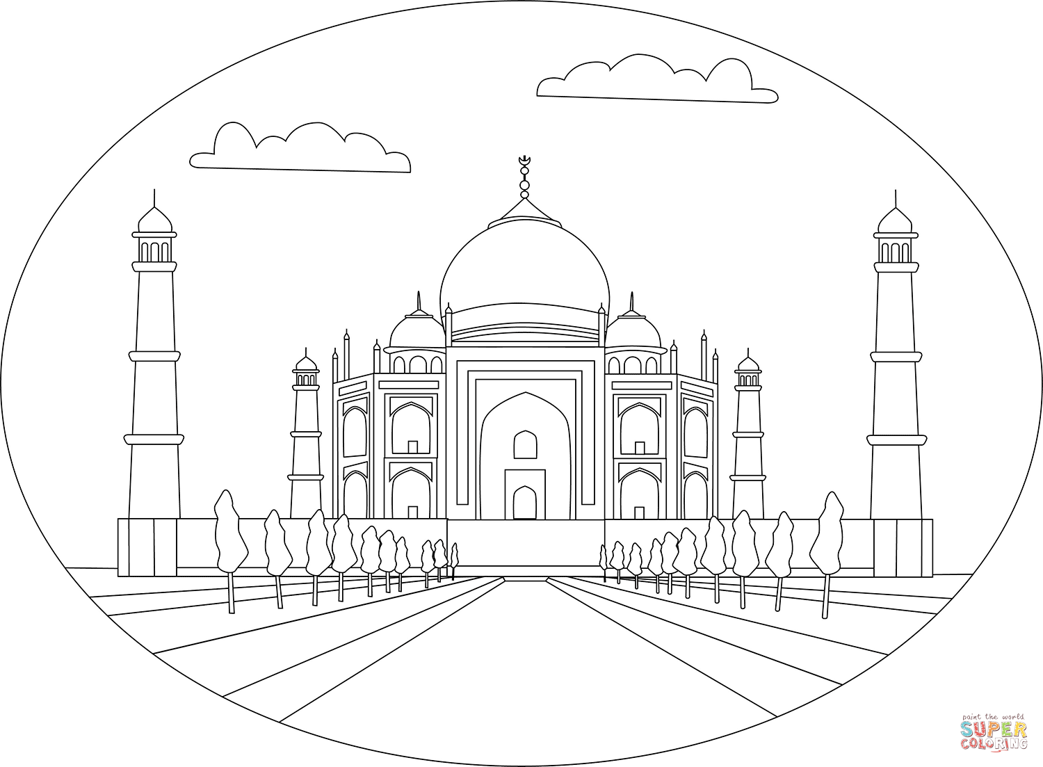 Taj mahal coloring page free printable coloring pages