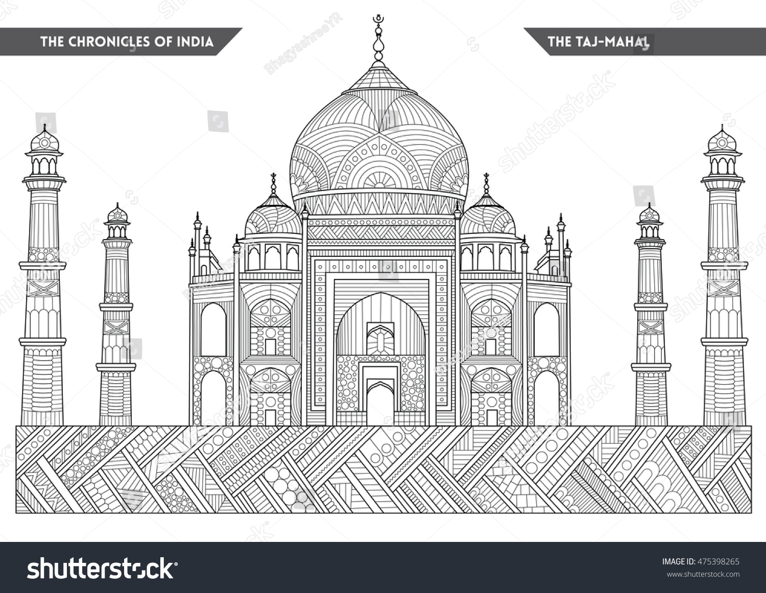 Taj mahal coloring page stock vector royalty free