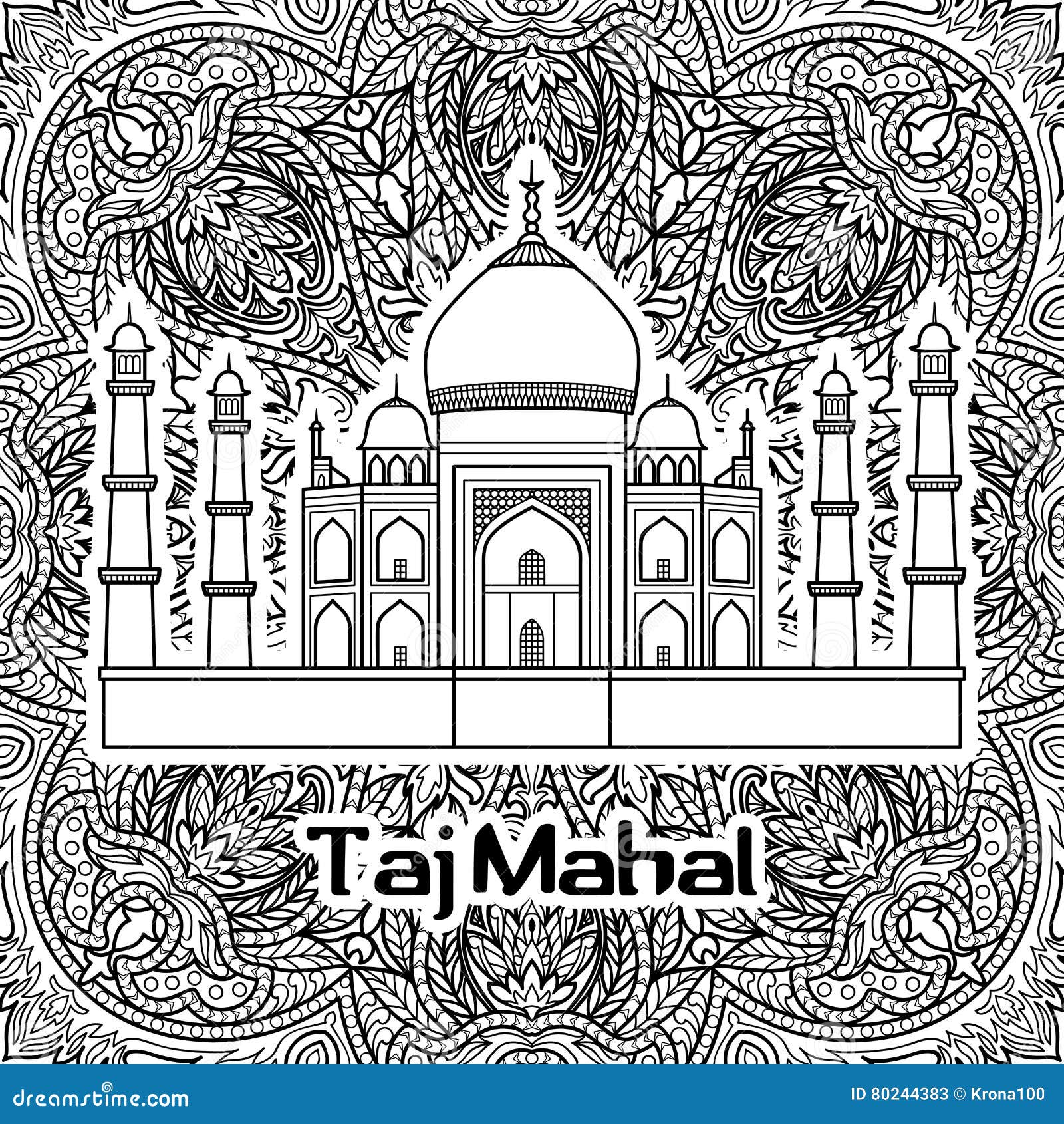 India taj mahal stock vector illustration of boho famous