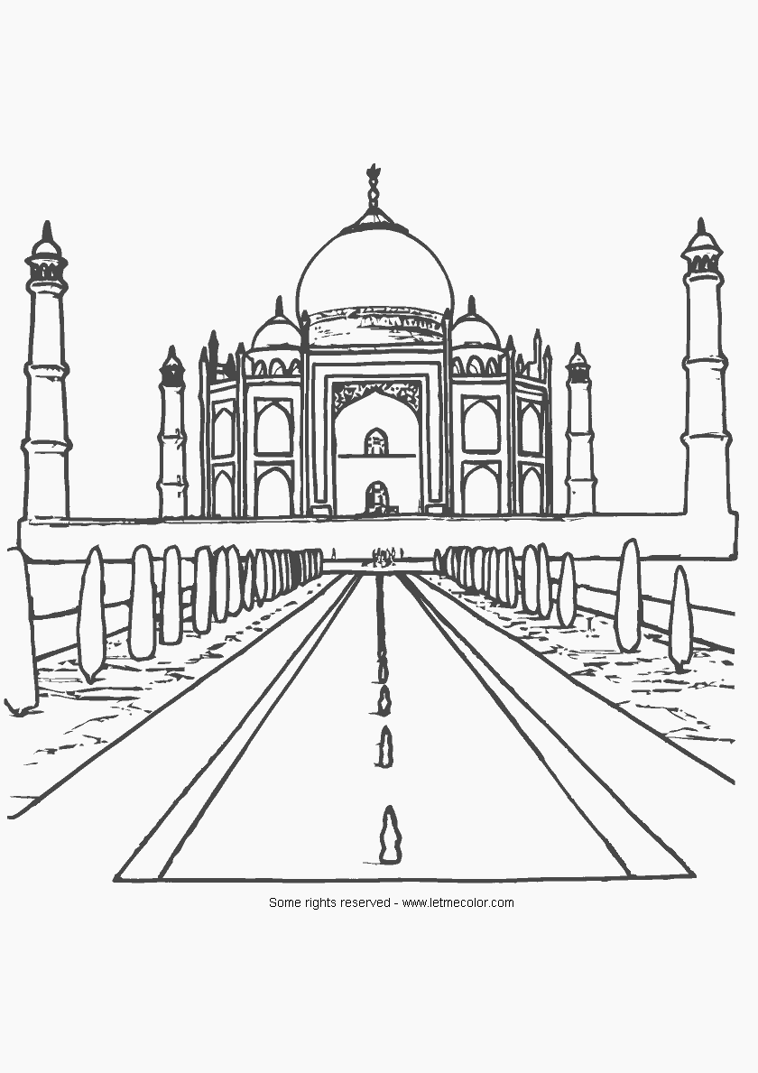 Taj mahal coloring page