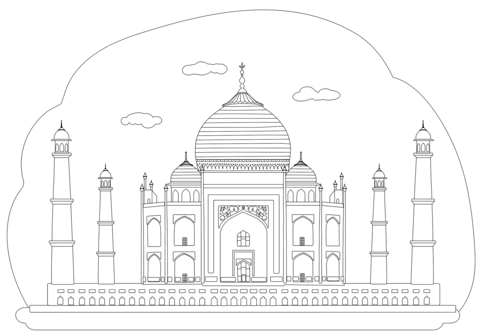 Taj mahal coloring page free printable coloring pages