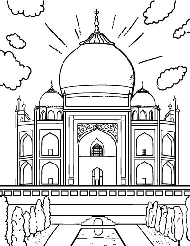 Free taj mahal coloring page