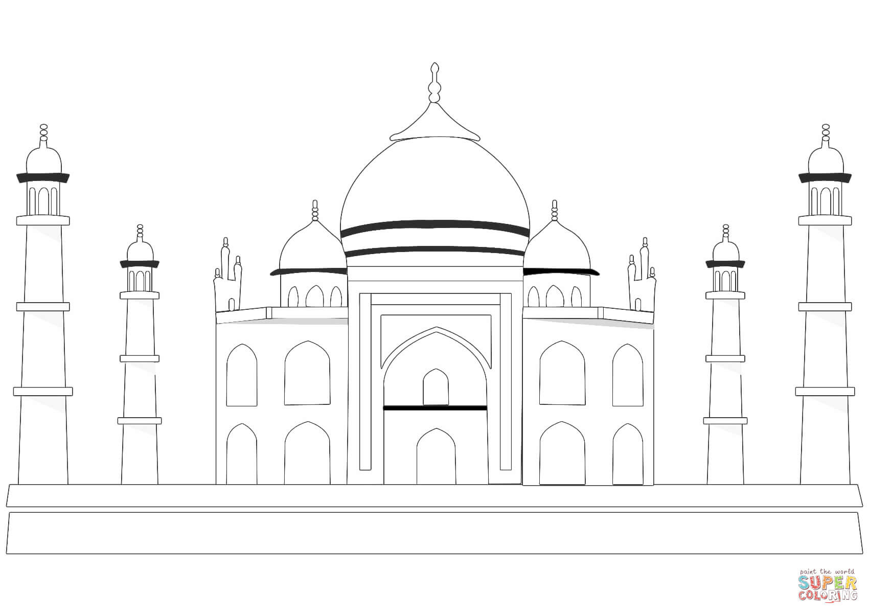 Taj mahal coloring page free printable coloring pages