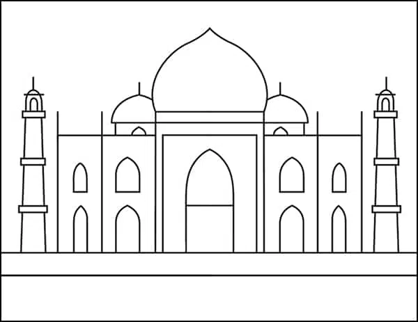 Easy how to draw the taj mahal tutorial taj mahal coloring page