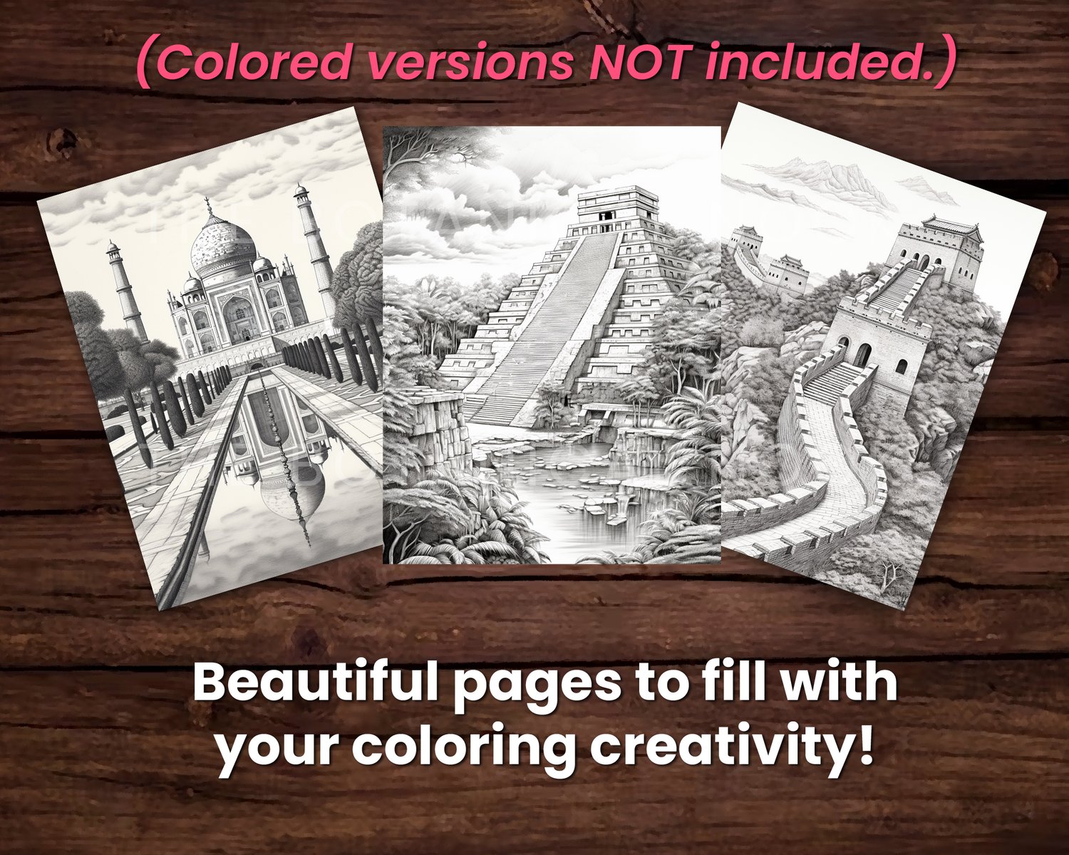 Wonders of the world coloring book adults kids