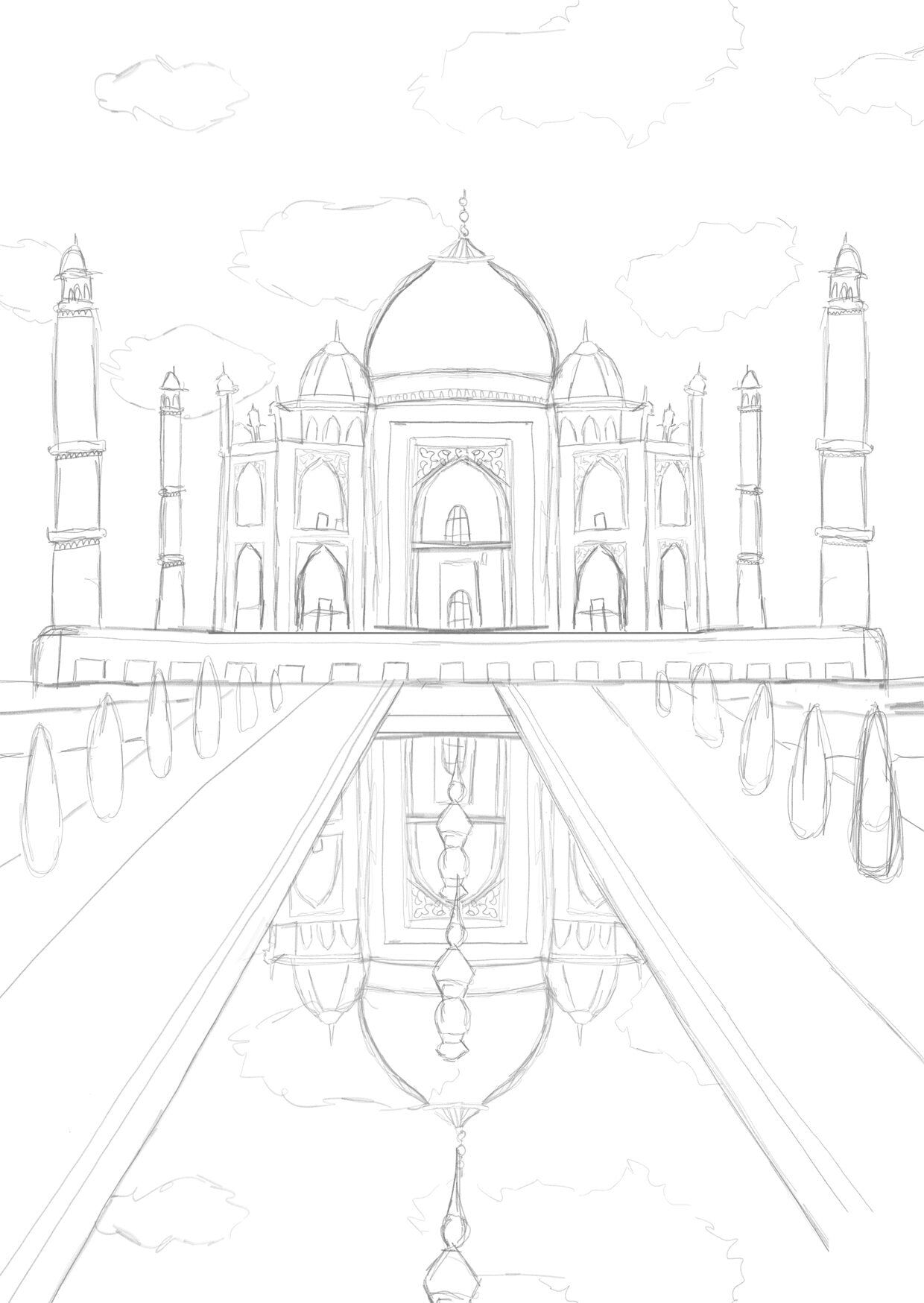 My drawing process how i drew the taj mahal â freya niamh design