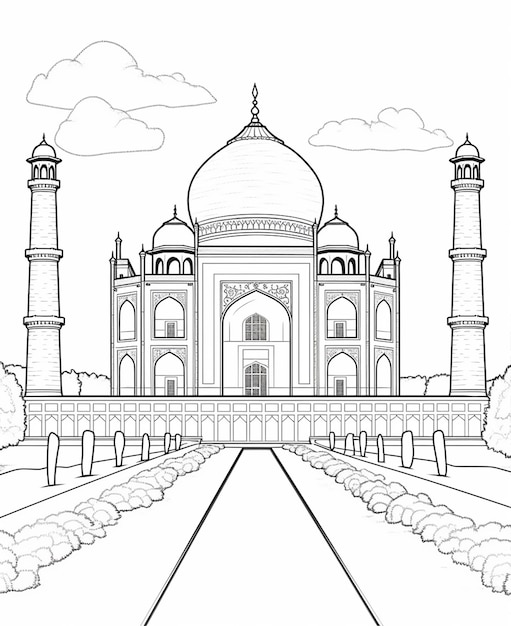 Taj mahal outline pictures