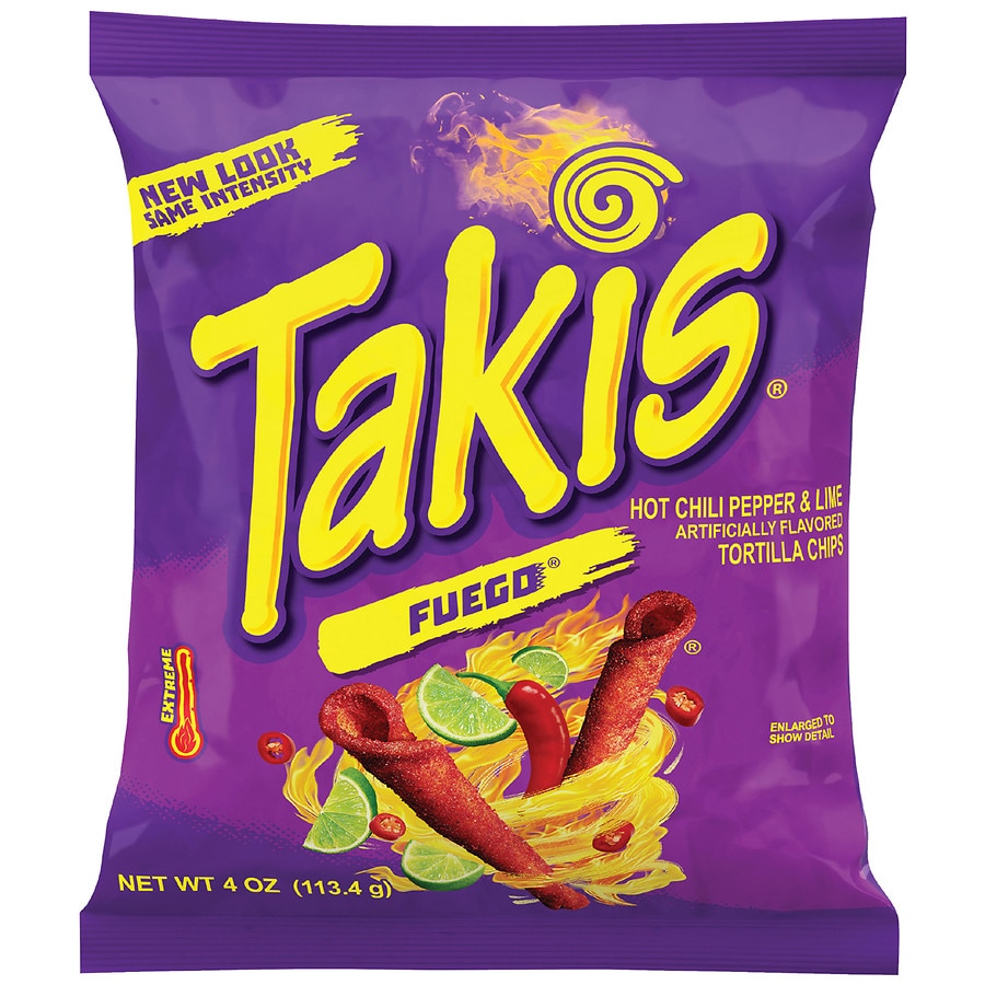 Takis fuego rolled tortilla chips hot chili pepper lime