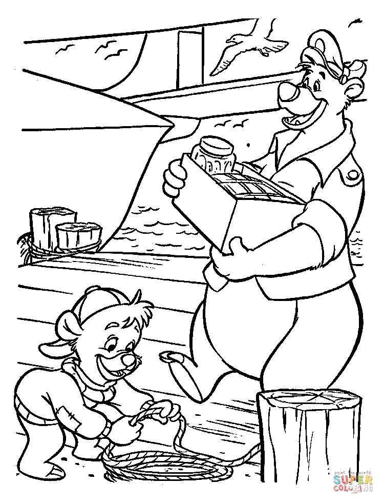 Baloo and kit coloring page free printable coloring pages