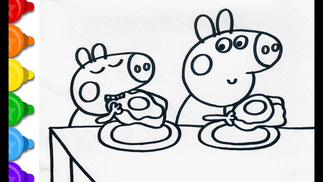 How to draw peppa pig coloring page ð