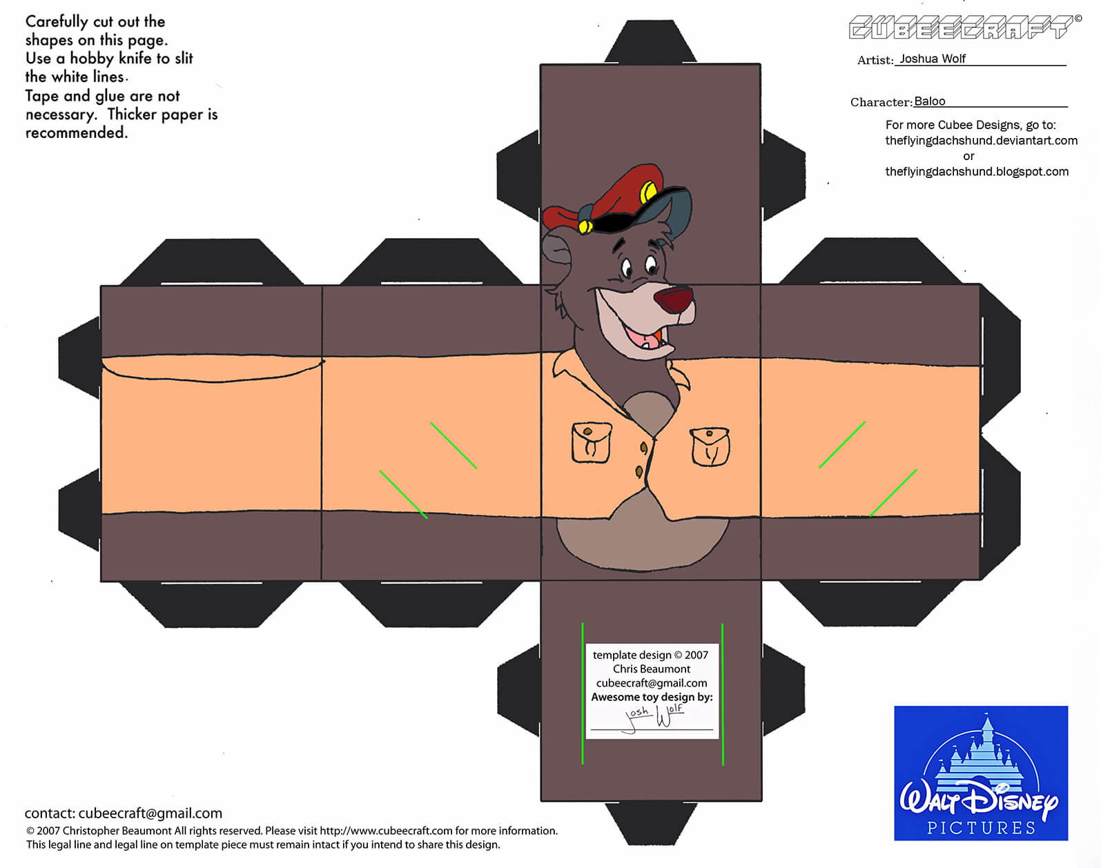 Baloo paper toy free printable papercraft templates