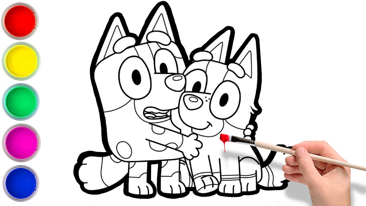 Coloring bluey muffin and socks coloring pages draw