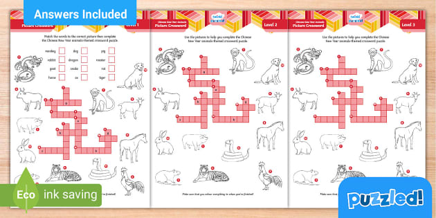 Printable chinese new year animals crossword