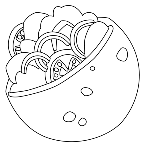 Stuffed flatbread emoji coloring page free printable coloring pages