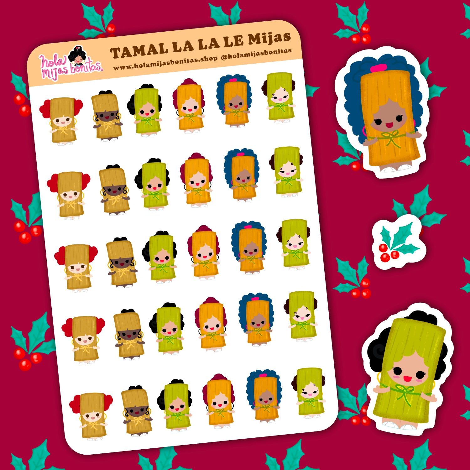 Tamal la la le small sticker sheet â hola mijas bonitas