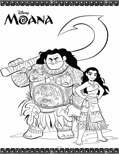 Updated moana coloring pagesmaui coloring pages too