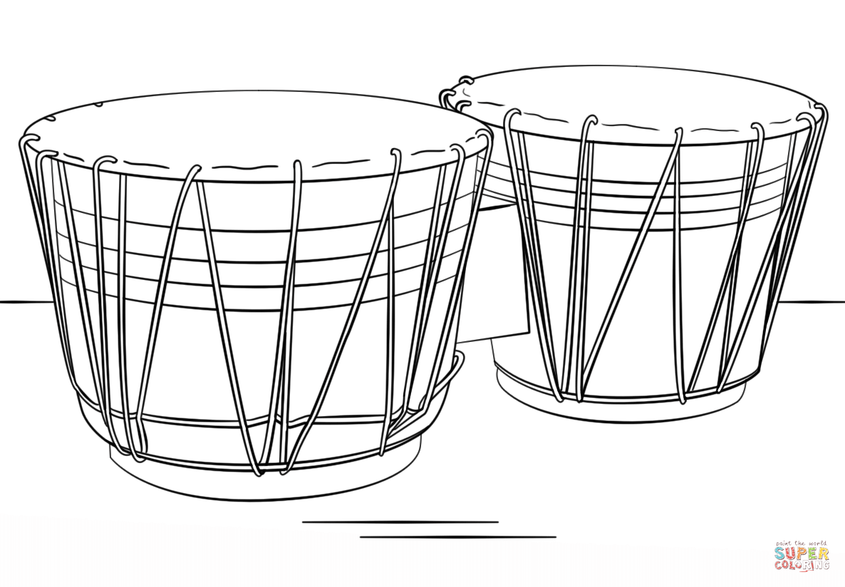 Desenho de tambores de bongo para colorir desenhos para colorir e imprimir gratis