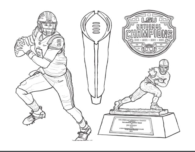 Lsu athletics adds coloring sheet memorating joe burrow and lsus national championship win