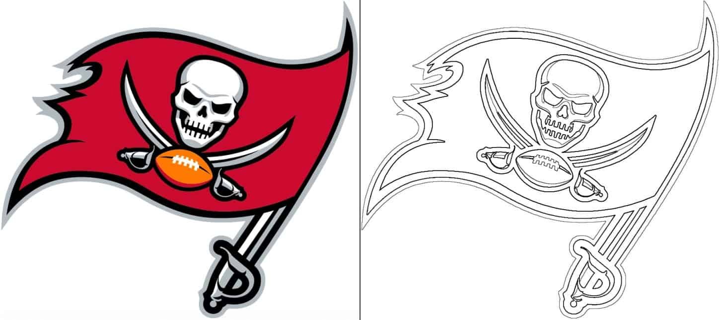 Tampa bay buccaneers logo with a sample coloring page