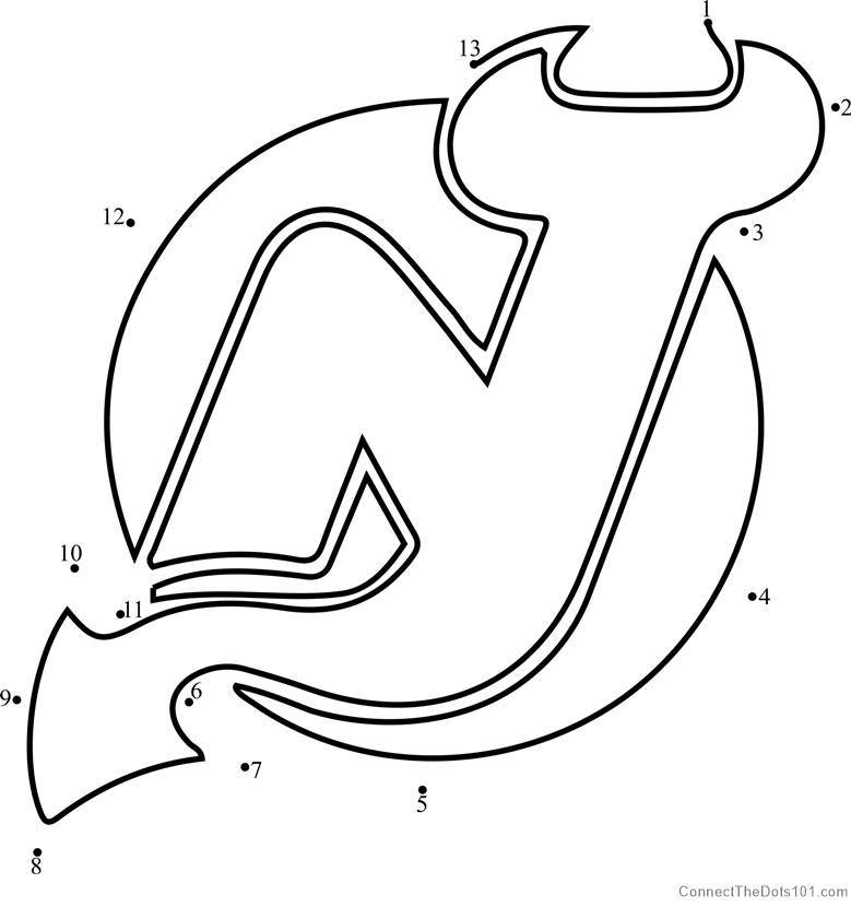 New jersey devils logo dot to dot printable worksheet