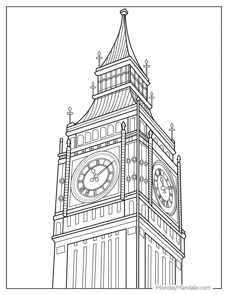 Clock coloring pages free pdf printables