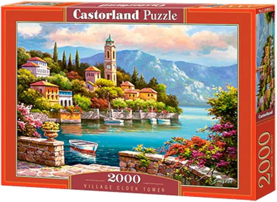 Castorland piece jigsaw puzzles village clock tower dolomites italy idyllic landscape mountains and lake adult puzzles castorland c