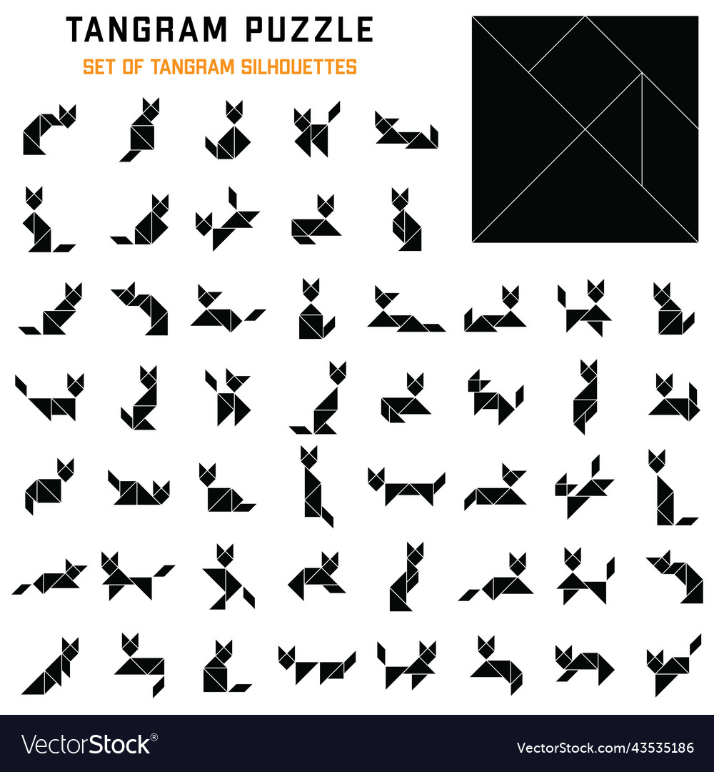 Tangram puzzle for kids set of cats royalty free vector