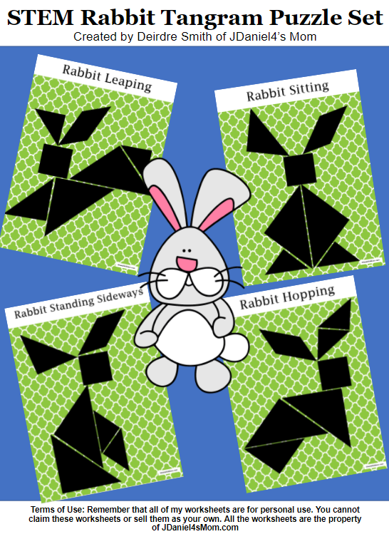 Stem rabbit tangram puzzle set