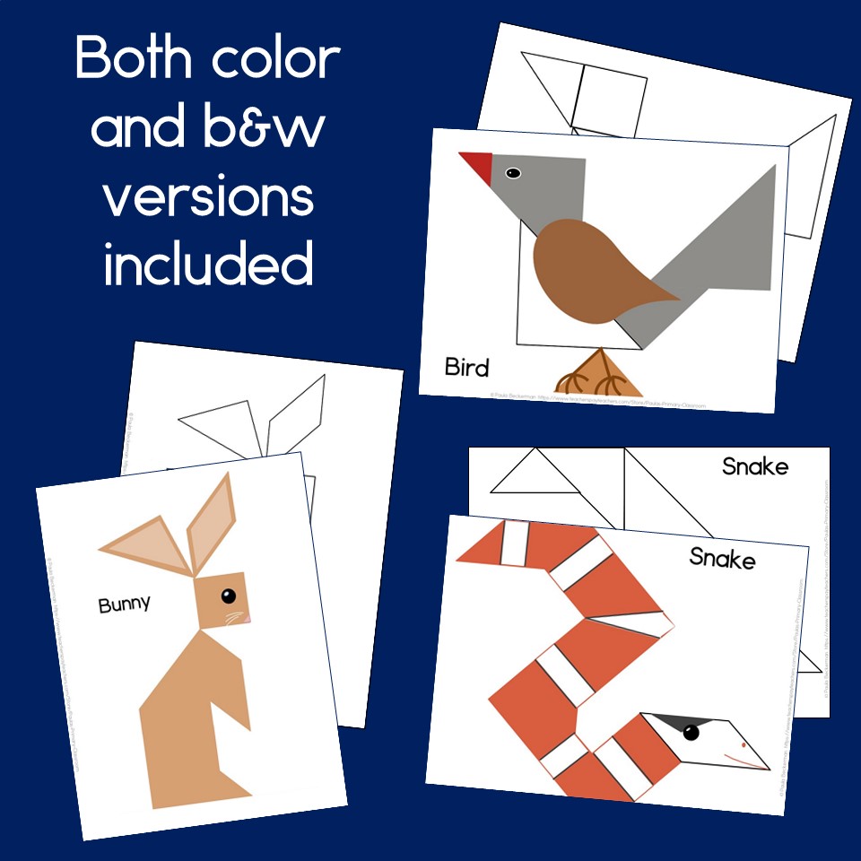 Pet tangram puzzles printable d shapes math center tangrams made by teachers