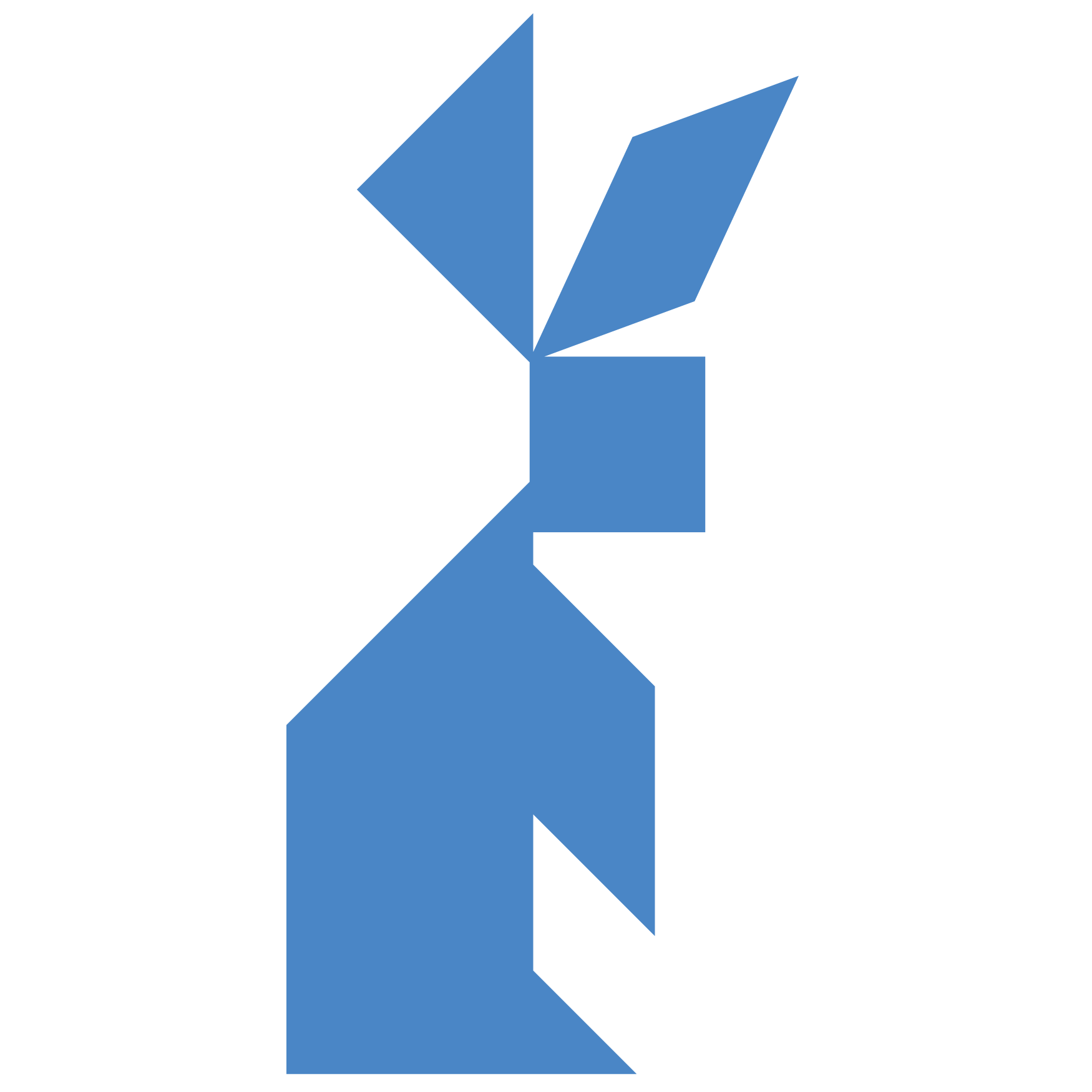 Tangram rabbit shape and solution free printable puzzle games