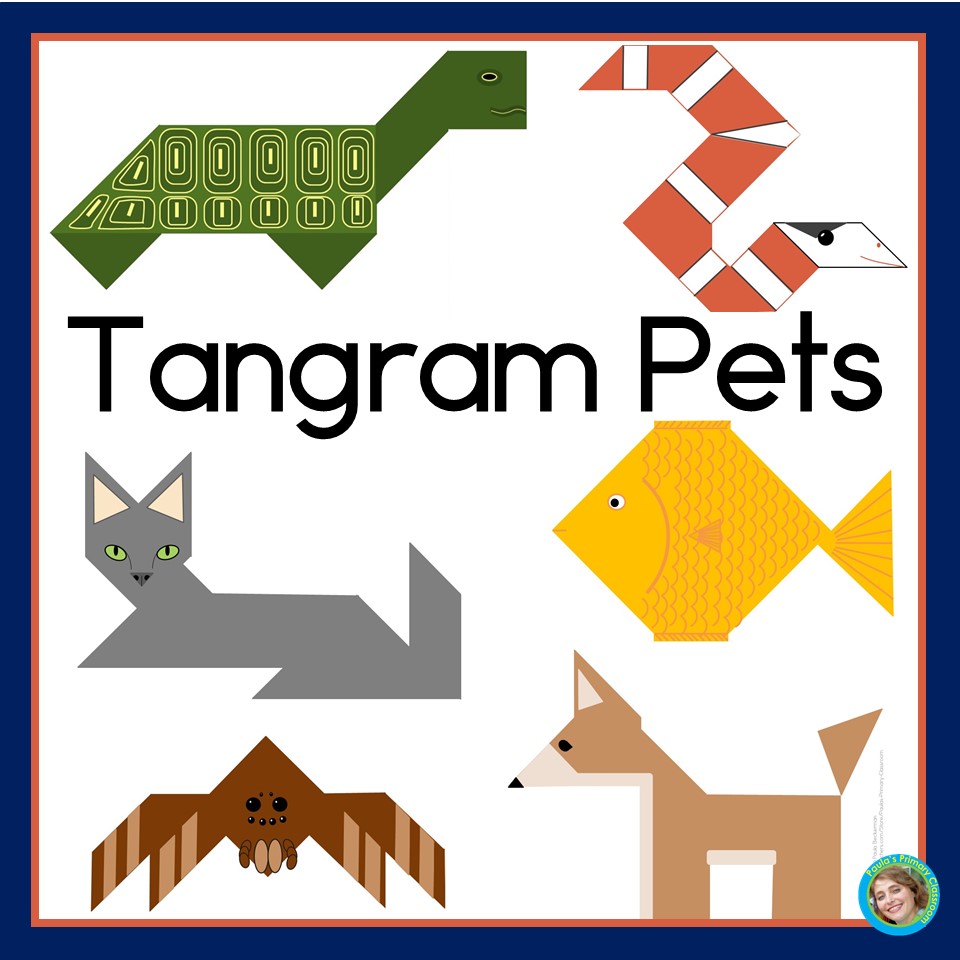 Pet tangram puzzles printable d shapes math center tangrams made by teachers