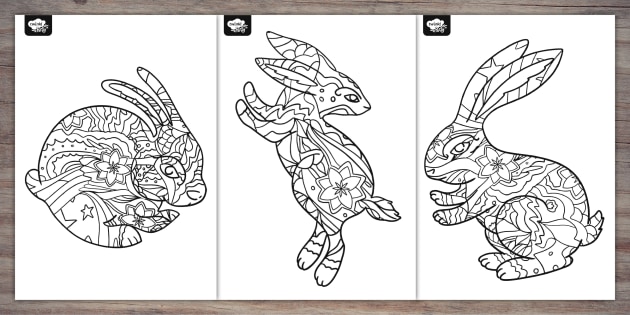 Year of the rabbit printable colouring rabbit party