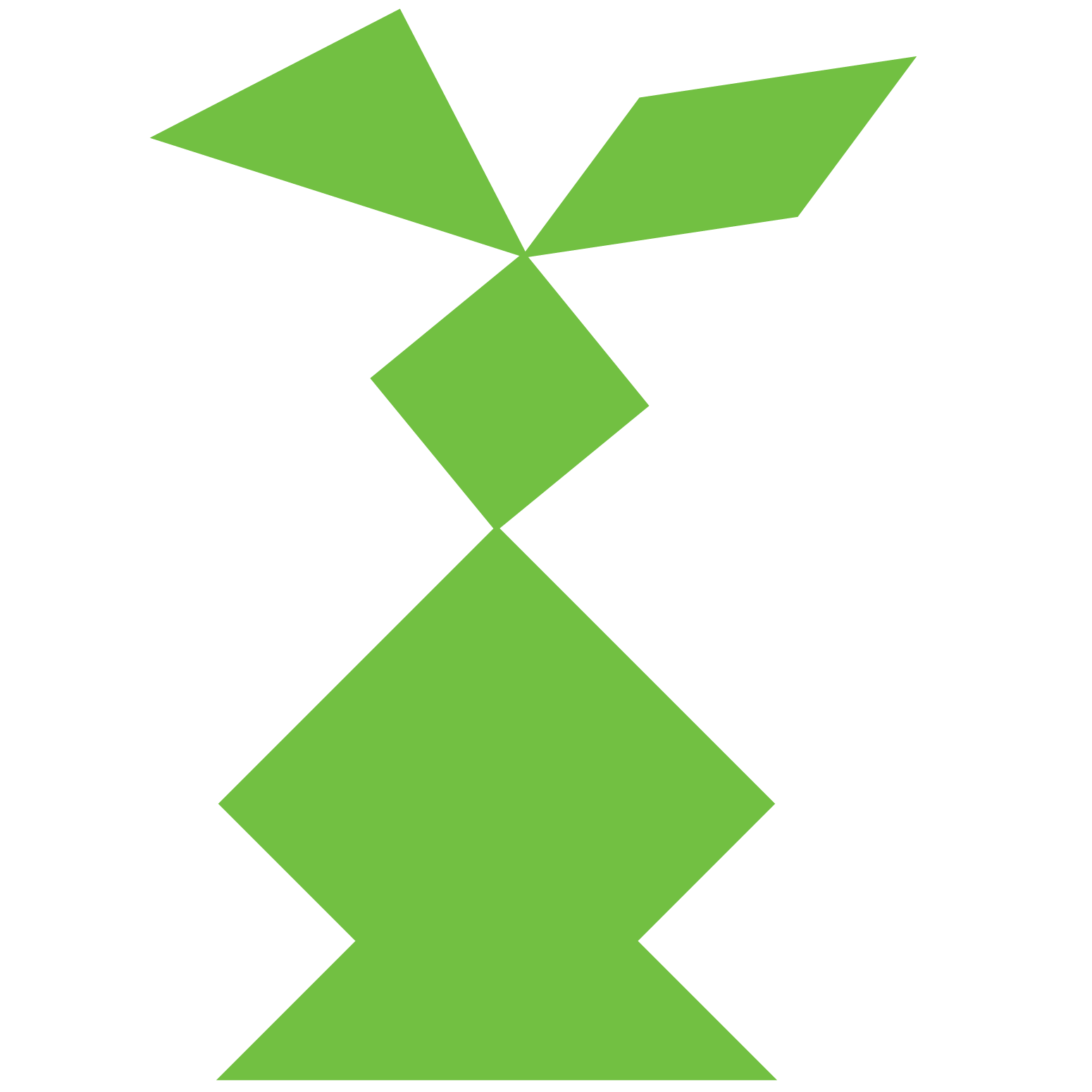 Tangram rabbit shape and solution free printable puzzle games