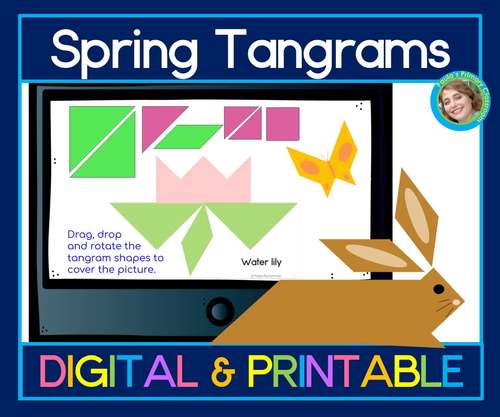 Spring tangram puzzles d shapes math center printable and digital tangrams