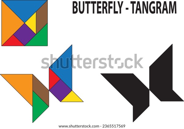 Tangram butterfly over royalty