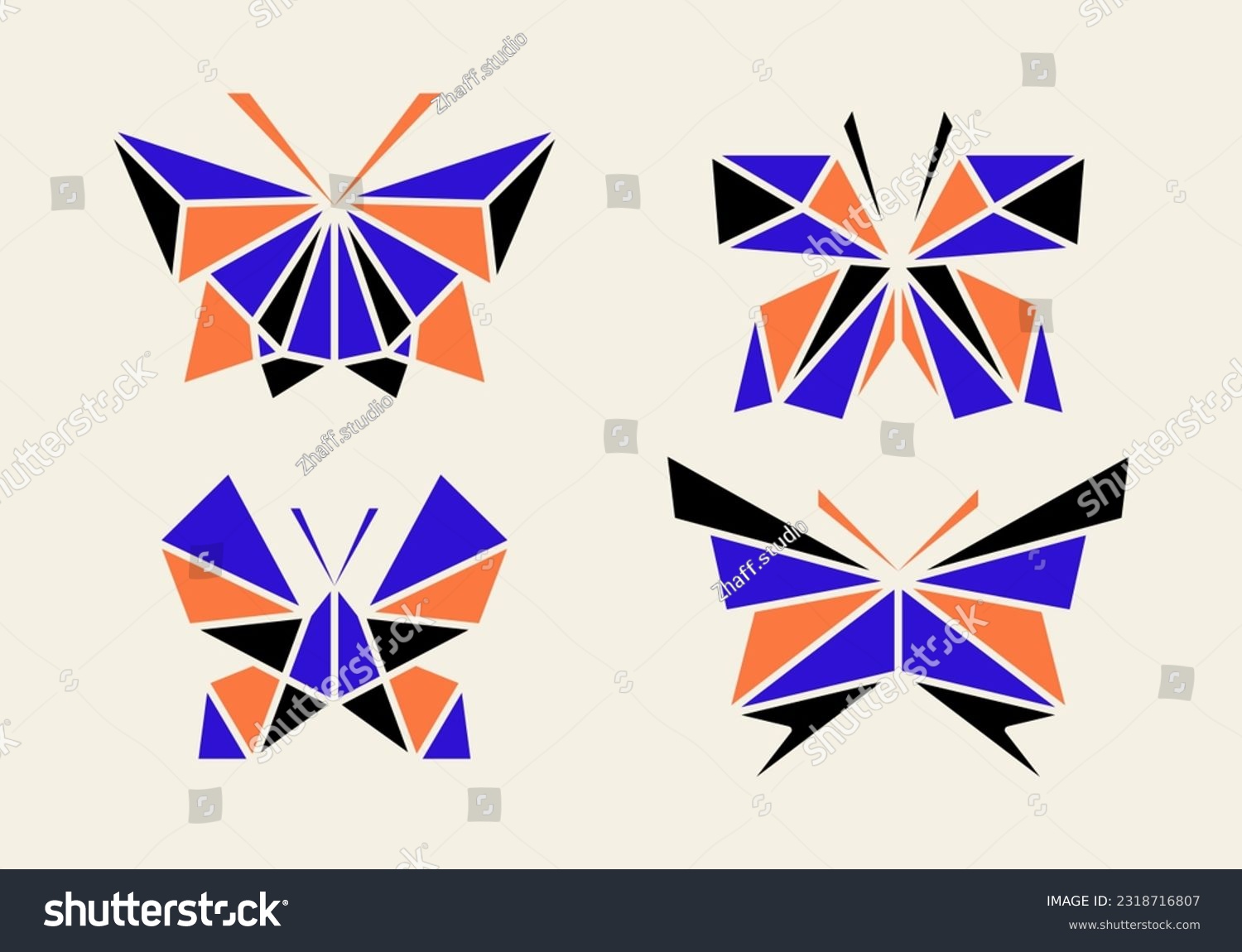 Tangram butterfly over royalty