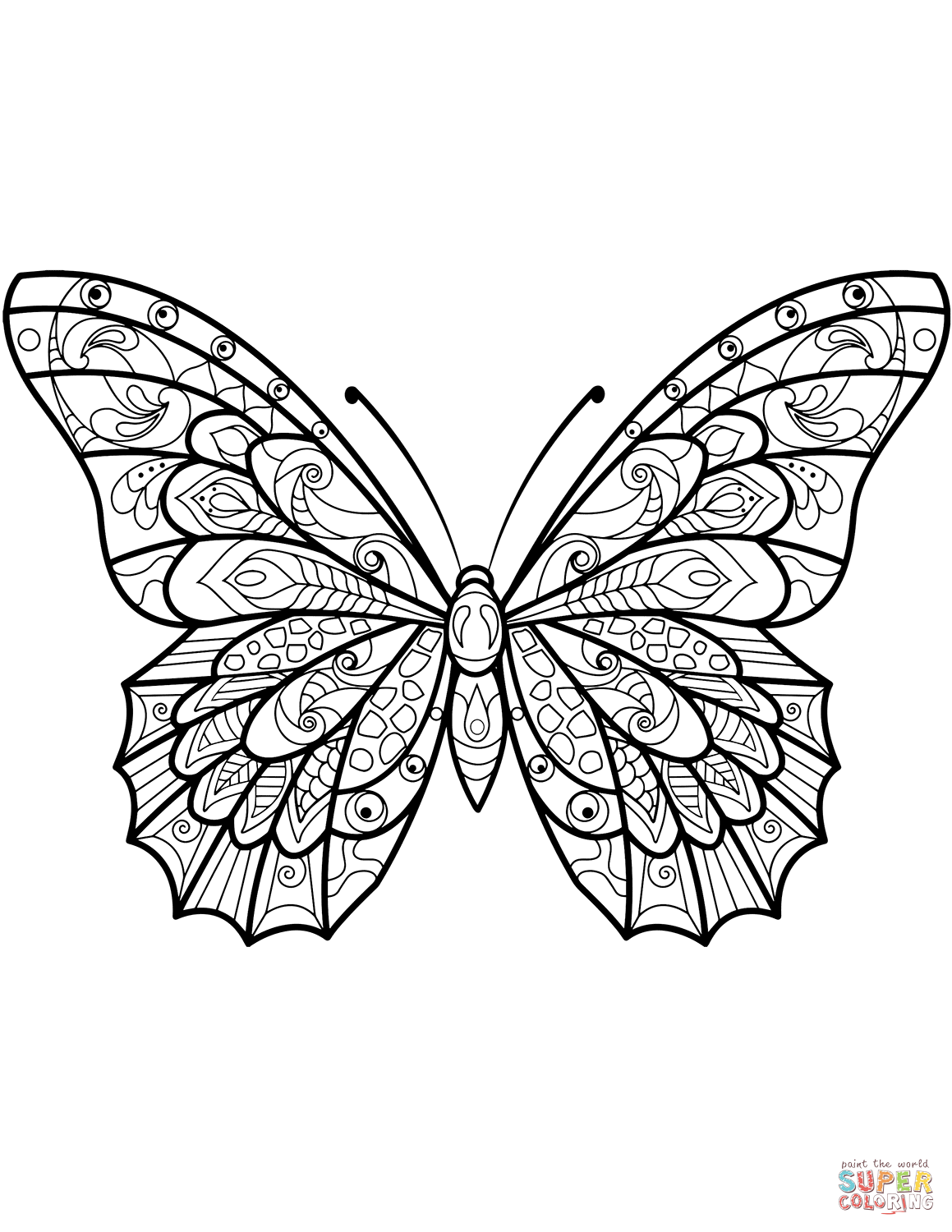 Zentangle butterfly coloring page free printable coloring pages in butterfly coloring page insect coloring pages butterfly drawing