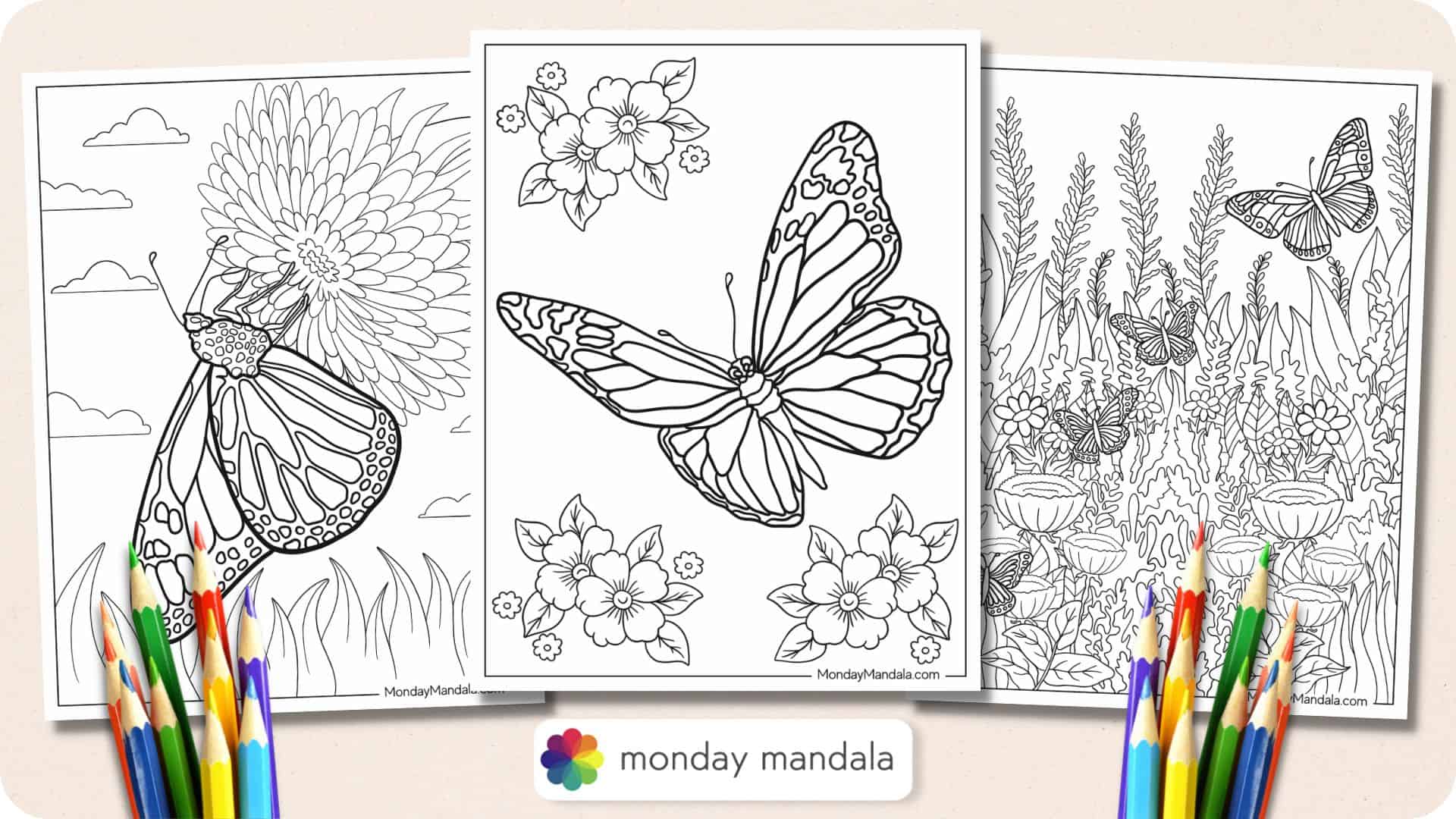 Butterfly coloring pages free pdf printables