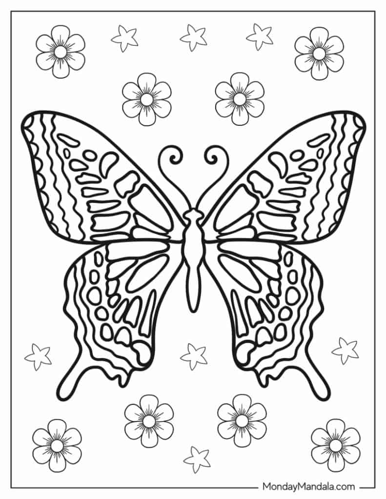 Butterfly coloring pages free pdf printables