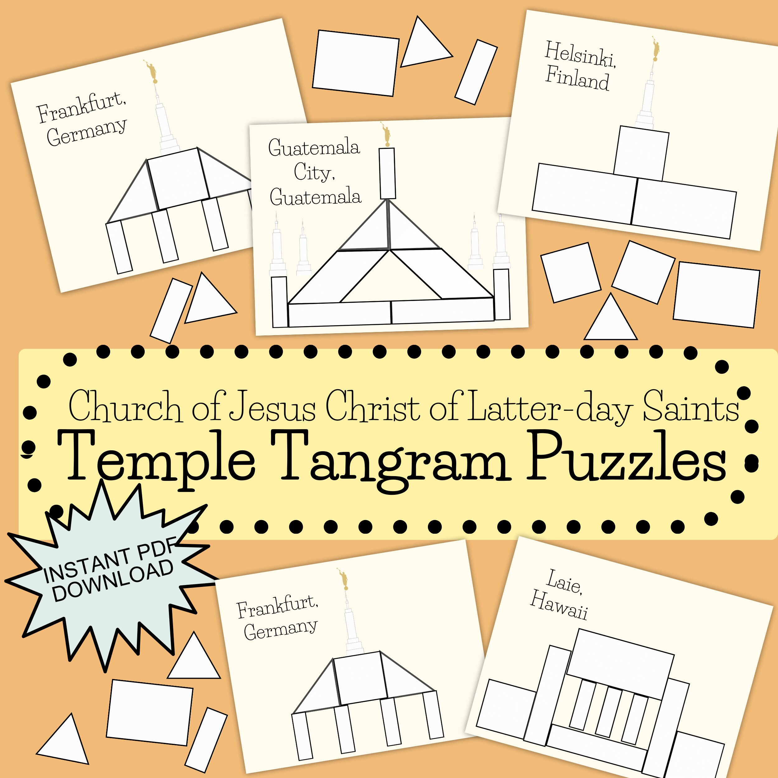 Lds temple tangram puzzle quiet sunday games for kids general conference activities church of jesus christ of latter