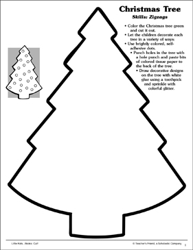 Christmas trees zigzags scissor skills printable cut and pastes skills sheets