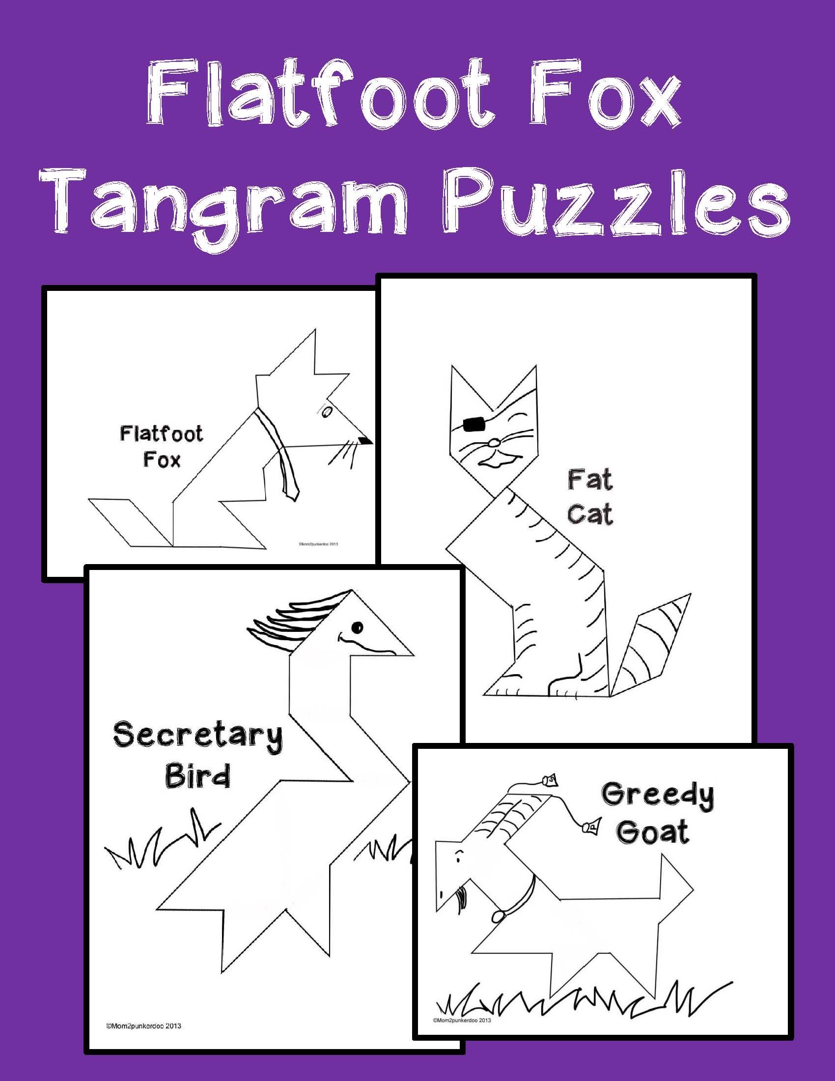 Tangram puzzles for flatfoot fox tangram tangram puzzles math activities