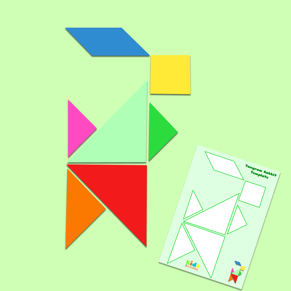 Free printable tangram rabbit puzzle kids