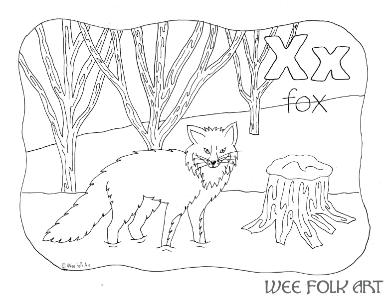 Nature alphabet coloring page letter x